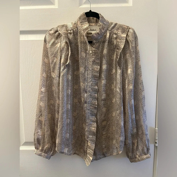 Ba&sh Precious Pleated Ruffle Detail Long Sleeve Blouse - Picture 3 of 8